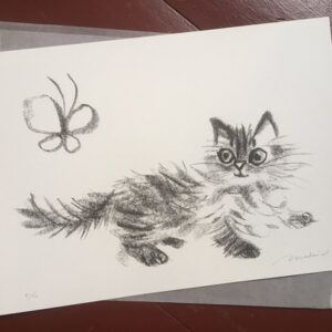 Art Poster: Katze & Schmeetterling