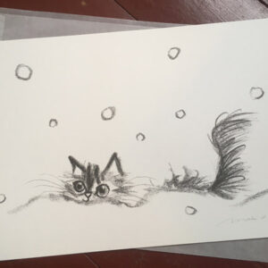 Art Poster: Katze im Schnee